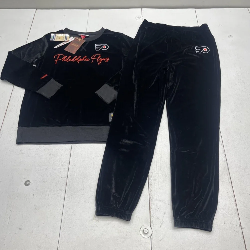 Philadelphia Flyers Pajama Set Girls Large 14 Black NHL Hockey Mitchell & Ness